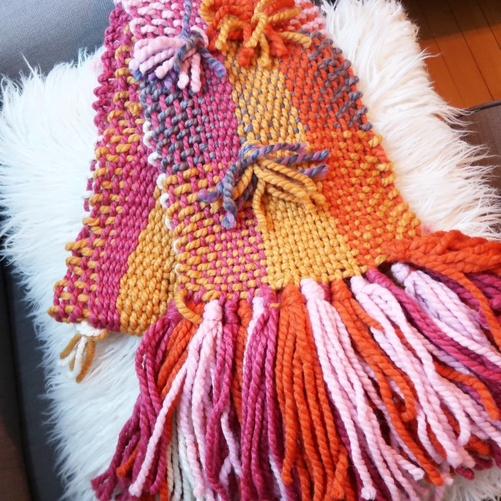 Handmade Woven Boho Colorful Wool Blend Scarf